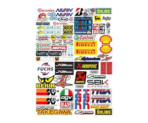 GamesMonkey® - Kit autocollants 79 pièces pour vélo, moto et scooter, casque adhésif Motorsport Stickers Convient pour Skateboard Auto Casques Moto Cross