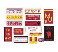 GamesMonkey® - Lot de 15 autocollants Ultras Man United - Ultras Red Devils - Vinyle brillant HD Drapeaux et écrits pour les fans