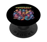 Gamesolotl of The World Diverse Gamer Axolotl PopSockets PopGrip Adhésif