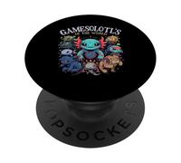 Gamesolotl of The World Diverse Gamer Axolotl PopSockets PopGrip Adhésif
