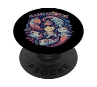 Gamesolotl of The World Diverse Gamer Axolotl PopSockets PopGrip Adhésif