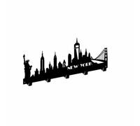 gamet WS11 Porte-manteau mural en acier avec 5 crochets Noir structurel 50 x 21 cm