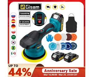 Gami polisseuse de voiture sans fil 8 vitesses affichage numérique polisseuse électrique Auto voiture polissage cireuse Machine pour Makita 18V batterie 1 Battery