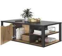 GAMI Table basse bar- Décor Noir et chene Artisan - L 110 x H 38 x P 60 cm - DAKOTA