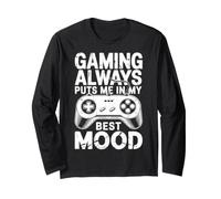 Gaming Always Puts Me in My Best Mood Funny Gamers Vintage Manche Longue