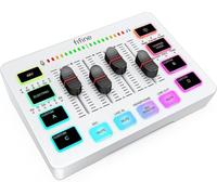 Gaming Audio Mixer, Streaming RGB PC Mixer avec Interface Microphone XLR, Contrôle Individuel, Contrôle de Volume, Bouton de Mute, Alimentation Fantôme 48V, pour Podcast Enregistrement