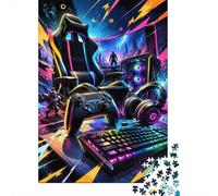 Gaming Chaise Clavier Casque 1000pcs pour Adultes Mini Puzzle Difficile | 38x26cm Carton Décor Salon Structure Durable Cadeau Anniversaire Entraînement Cérébral