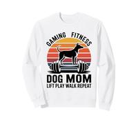 Gaming, Fitness, Chien, Maman, Ascenseur, Jeu, Marche, répétition, rétro Sweatshirt