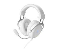 DELTACO GAMING Casque Gamer PC PS4 Switch Xbox One Adaptateur Inclus - Circum-Aural Drivers Ø57mm Stéréo Réduction Bruit - Jack 2x3,5mm (son, micro) Molette Volume - LED Orange via USB, Garantie 5 ans, Blanc GAM-030-W