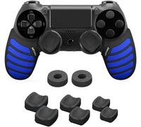 Gaming Kit Pour Manettes Ps4, Poignées En Silicone Anti-Transpiration, 2 Anneaux De Précision Analogiques, 3 Tailles De 2 Poignées Concaves Pour Le Pouce - Noir/Bleu