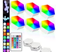 Gaming Led Deco Wandleuchte, RGB Hexagon Wheel Light, Hexagon Led Panel éclairage intérieur Party Bar Gaming Zimmer Deko Led Wanddeko, 6er Pack