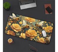 Gaming Mouse Mat Bee Flower, Large Mouse Pad 700x400mm Thickness 3MM, Improved Precision and Speed, Non-Slip Base Mousepad with Stitched Edges for Gaming, Office & Home