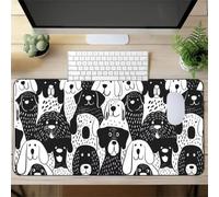 Gaming Mouse Mat Cartoon Dog, Large Mouse Pad 800x300mm Thickness 3MM, Improved Precision and Speed, Non-Slip Base Mousepad with Stitched Edges for Gaming, Office & Home
