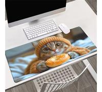 Gaming Mouse Mat Cat Bread, Large Mouse Pad 600x400mm Thickness 3MM, Improved Precision and Speed, Non-Slip Base Mousepad with Stitched Edges for Gaming, Office & Home