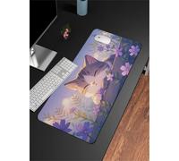 Gaming Mouse Mat Cat Flower, Large Mouse Pad 900x300mm Thickness 2MM, Improved Precision and Speed, Non-Slip Base Mousepad with Stitched Edges for Gaming, Office & Home