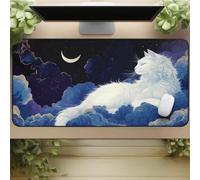 Gaming Mouse Mat Cloud Cat, Large Mouse Pad 600x400mm Thickness 3MM, Improved Precision and Speed, Non-Slip Base Mousepad with Stitched Edges for Gaming, Office & Home