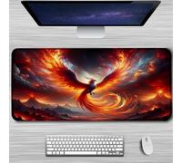 Gaming Mouse Mat Fantasy Phoenix, Large Mouse Pad 900x300mm Thickness 3MM, Improved Precision and Speed, Non-Slip Base Mousepad with Stitched Edges for Gaming, Office & Home