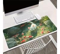Gaming Mouse Mat Koi Cat, Large Mouse Pad 1500x800mm Thickness 3MM, Improved Precision and Speed, Non-Slip Base Mousepad with Stitched Edges for Gaming, Office & Home