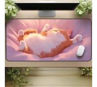 Gaming Mouse Mat Lazy Cat, Large Mouse Pad 900x300mm Thickness 2MM, Improved Precision and Speed, Non-Slip Base Mousepad with Stitched Edges for Gaming, Office & Home