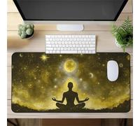 Gaming Mouse Mat Moon Meditation, Large Mouse Pad 1000x500mm Thickness 3MM, Improved Precision and Speed, Non-Slip Base Mousepad with Stitched Edges for Gaming, Office & Home