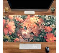 Gaming Mouse Mat Orange Cat, Large Mouse Pad 600x400mm Thickness 2MM, Improved Precision and Speed, Non-Slip Base Mousepad with Stitched Edges for Gaming, Office & Home