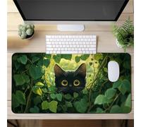 Gaming Mouse Mat Plant Cat, Large Mouse Pad 900x400mm Thickness 2MM, Improved Precision and Speed, Non-Slip Base Mousepad with Stitched Edges for Gaming, Office & Home