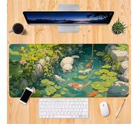 Gaming Mouse Mat Pond Cat, Large Mouse Pad 800x300mm Thickness 2MM, Improved Precision and Speed, Non-Slip Base Mousepad with Stitched Edges for Gaming, Office & Home