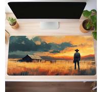 Gaming Mouse Mat Prairie Cowboy, Large Mouse Pad 600x400mm Thickness 2MM, Improved Precision and Speed, Non-Slip Base Mousepad with Stitched Edges for Gaming, Office & Home