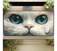 Gaming Mouse Mat Serious Cat, Large Mouse Pad 600x300mm Thickness 2MM, Improved Precision and Speed, Non-Slip Base Mousepad with Stitched Edges for Gaming, Office & Home