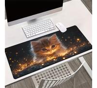 Gaming Mouse Mat Spark Cat, Large Mouse Pad 700x300mm Thickness 2MM, Improved Precision and Speed, Non-Slip Base Mousepad with Stitched Edges for Gaming, Office & Home