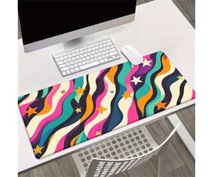 Gaming Mouse Mat Star Curve, Large Mouse Pad 900x400mm Thickness 3MM, Improved Precision and Speed, Non-Slip Base Mousepad with Stitched Edges for Gaming, Office & Home