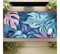 Gaming Mouse Mat Tropical Leaf, Large Mouse Pad 900x400mm Thickness 3MM, Improved Precision and Speed, Non-Slip Base Mousepad with Stitched Edges for Gaming, Office & Home