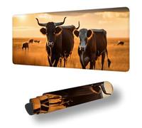 Gaming Mouse Pad Animal Desk Mat Large 35.4x11.8 inch Ox Mouse Mat, Extended Waterproof Mousepad with Anti-Slip Rubber Base Stitched Edges Keyboard Desk Pad for Home Office Decor, Gifts Women S-10640