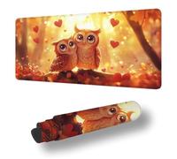 Gaming Mouse Pad Animal Desk Mat Large 39.4x19.7 inch Owl Mouse Mat, Extended Mousepad with Anti-Slip Rubber Base Stitched Edges Keyboard Desk Pad for Home Office Decor, Gifts for Women S-10578