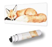 Gaming Mouse Pad Animal Desk Mat Large 55.1x23.6 inch Fox Mouse Mat, Extended Mousepad with Anti-Slip Rubber Base Stitched Edges Keyboard Desk Pad for Home Office Decor, Gifts for Women S-10815