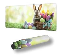 Gaming Mouse Pad Flower Desk Mat Large 55.1x23.6 inch Rabbit Mouse Mat, Extended Waterproof Mousepad with Anti-Slip Rubber Base Stitched Edges Keyboard Desk Pad for Home Office Decor, Gifts S-10490