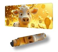 Gaming Mouse Pad Ox Desk Mat Large 39.4x19.7 inch Animal Mouse Mat, Extended Waterproof Mousepad with Anti-Slip Rubber Base Stitched Edges Keyboard Desk Pad for Home Office Decor, Gifts Women S-10786