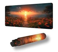 Gaming Mouse Pad Sunset Desk Mat Large 23.6x11.8 inch Flower Mouse Mat, Extended Waterproof Mousepad with Anti-Slip Rubber Base Stitched Edges Keyboard Desk Pad for Home Office Decor, Gifts S-10728