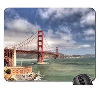Gaming Mousepad, Dorato San Francisco Nuages Rouges Ciel Espace Tapis De Souris D'Ordinateur Antidérapante Tapis De Souris Bords Cousus sous Main Bureau pour Ordinateur Jeux 25X30Cm