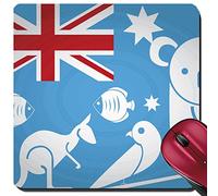 Gaming Mousepad, Le Drapeau Australien avec Quelques Silhouettes Blanches d'animaux Tapis De Souris D'Ordinateur Doux Tapis De Souris Gamer Base en Caoutchouc Tapis De Souris De Jeu 25X30Cm