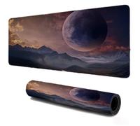 Gaming Tapis de Souris 500x250, Mousepad Lune Montagne, Portable Mouse Pad à Bords Cousus, Antidérapant Tapis Caoutchouc, Tapis Déco Bureau pour PC, Ordinateur, Travail, Idée Cadeau pour Famille S-479