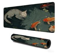 Gaming Tapis de Souris 700x300, Mousepad Chat Poissons, Portable Mouse Pad à Bords Cousus, Antidérapant Tapis Caoutchouc, Tapis Déco Bureau pour PC, Ordinateur, Travail, Idée Cadeau pour Famille S-343