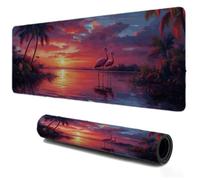 Gaming Tapis de Souris 700x400, Mousepad Flamingo Coucher Le Soleil, Portable Mouse Pad à Bords Cousus, Antidérapant Tapis Caoutchouc, Tapis Déco Bureau pour PC, Ordinateur, Travail, Idée Cadeau S-271