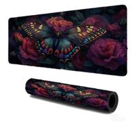 Gaming Tapis de Souris 700x400, Mousepad Fleur Papillon, Portable Mouse Pad à Bords Cousus, Antidérapant Tapis Caoutchouc, Tapis Déco Bureau pour PC, Ordinateur, Travail, Idée Cadeau pour Famille S225