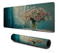 Gaming Tapis de Souris 800x300, Mousepad Fenêtre Fleur, Portable Mouse Pad à Bords Cousus, Antidérapant Tapis Caoutchouc, Tapis Déco Bureau pour PC, Ordinateur, Travail, Idée Cadeau pour Famille S-45