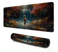 Gaming Tapis de Souris 800x400, Mousepad Cascade Plante, Portable Mouse Pad à Bords Cousus, Antidérapant Tapis Caoutchouc, Tapis Déco Bureau pour PC, Ordinateur, Travail, Idée Cadeau pour Famille S373