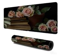 Gaming Tapis de Souris 800x400, Mousepad Fleur Livres, Portable Mouse Pad à Bords Cousus, Antidérapant Tapis Caoutchouc, Tapis Déco Bureau pour PC, Ordinateur, Travail, Idée Cadeau pour Famille S-249