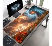 Gaming Tapis de Souris Abstrait Bleu, Grand Tapis de Souris XXL 1000x500x3mm, Mouse Pad pour Clavier et Bureau, avec Bords Surpiqués et Dos Antidérapant, for Gamer Gaming Accessoire PjY8067 W-E