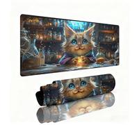 Gaming Tapis de Souris Chaton Grand Tapis de Souris 1200x600x3mm Mouse Pad Mystère Surface Lisse Une Base Caoutchouc Antidérapante sous Main Bureau Accessoire Gaming pour Gamer Maison Bureau W1-185