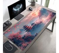 Gaming Tapis de Souris Ciel Rose, Grand Tapis de Souris XXL 100 x 50 cm, Mouse Pad pour Clavier et Bureau, avec Bords Surpiqués et Dos Antidérapant, for Gamer Gaming Accessoire PjY5577 W-B
